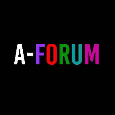 Schriftzug "A-Forum" in bunten Buschstaben